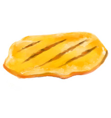 Yellow grilled cheese slice melting watercolor painting