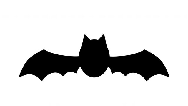Loop animation of flapping bat silhouette on white background