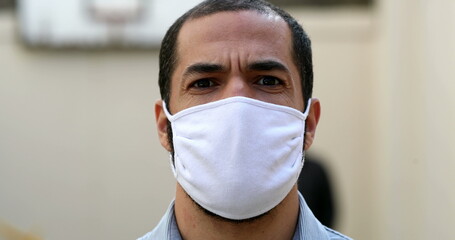 Portrait man wearing covid-19 face mask