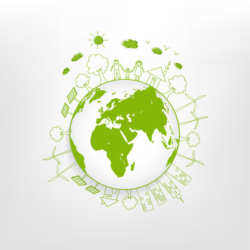 Save the world, Eco friendly, Sustainability development and World environmental day, Vector illustration