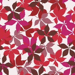 Pink seamless pattern with abstract leaves. Design for fabric print. Vector illustration.