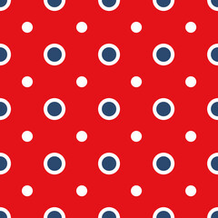 Elegant seamless pattern with dots and circles on a red background. Retro, vintage style. Vector illustration.