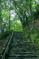 京都 神護寺へ向かうための長い階段
