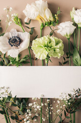creative flower background, flat lay, place for text