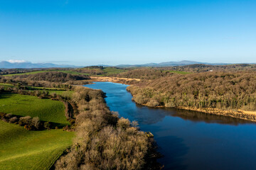 Aerial view of Spring quoile river, Downpatrick, Northern Ireland