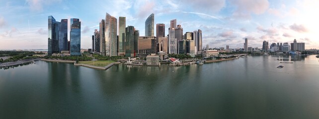 Obraz na płótnie Canvas Marina Bay, Singapore - July 13, 2022: The Landmark Buildings and Tourist Attractions of Singapore