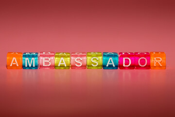 the word "ambassador" made up of cubes