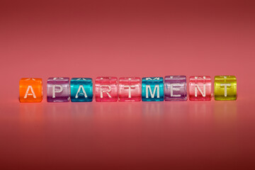 the word "apartment" made up of cubes