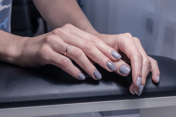 Women's hands after a manicure in a beauty salon