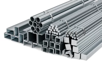 Fotobehang Set of metalwork steel products of different shape - 3d illustration © bbsferrari