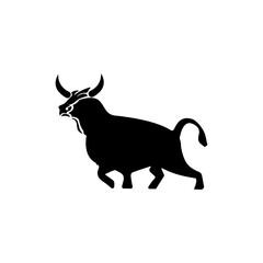 Black bull animal vector logo design 