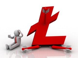 3d rendering lite coin sign with business man