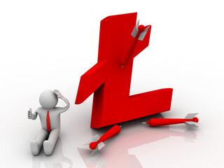 3d rendering lite coin sign with business man