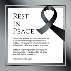 funeral card template with black ribbon