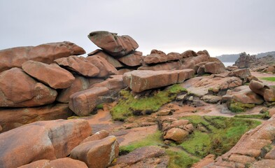 La côte de granit rose à Ploumanac'h en Bretagne