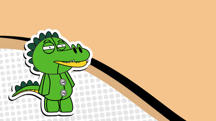 standing crocodile plush toy cartoon background in vector format