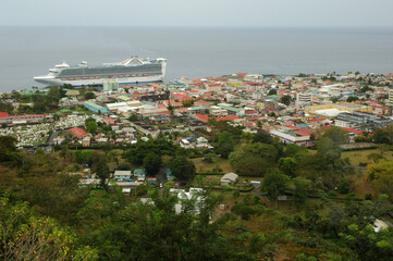 Cruise port in the city of Roseau Dominica in the Caribbean islands