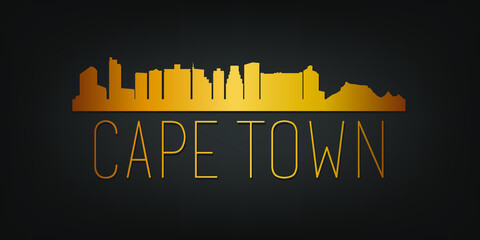 Cape Town, South Africa Gold Skyline City Silhouette Vector. Golden Design Luxury Style Icon Symbols. Travel and Tourism Famous Buildings.