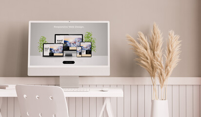 Simple Neutral Desktop with devices web design