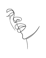 One line drawing face. Abstract woman portrait. Modern minimalism art. - Vector illustration