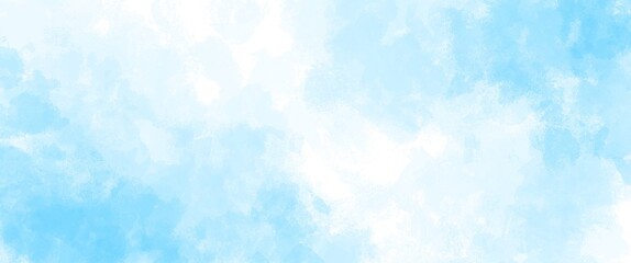 Blu abstract watercolor background with clouds.