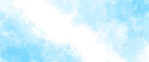 Blu abstract watercolor background with clouds.