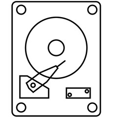 Internal hard disk drive vector with black stroke icons