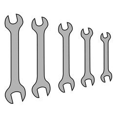 set of wrenches tool for repair vector grey with stroke