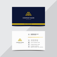 Professional elegant blue and yellow modern business card