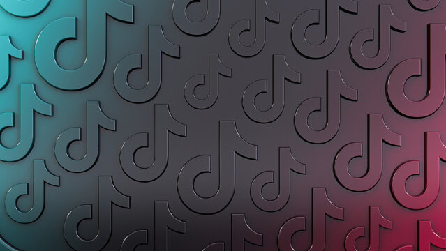 Colorful background with embossed tik tok logo pattern
