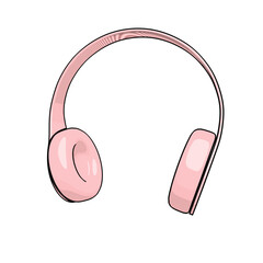 illustration of pink headphones isolated on white background