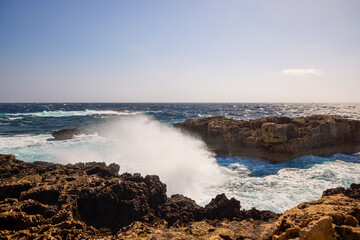 beautiful landscape with a rocky sea shore