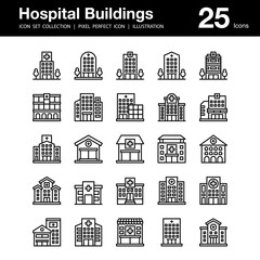 Hospital building collection icons set 2
