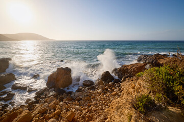 Fototapeta na wymiar beautiful landscape with a rocky sea shore