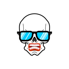Skull with glasses. Skeleton head in sunglasses. Vector illustration