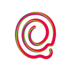 Q letter with swirl candy. Vector candy and sugar font for bright logo, your application, sweet identity and more