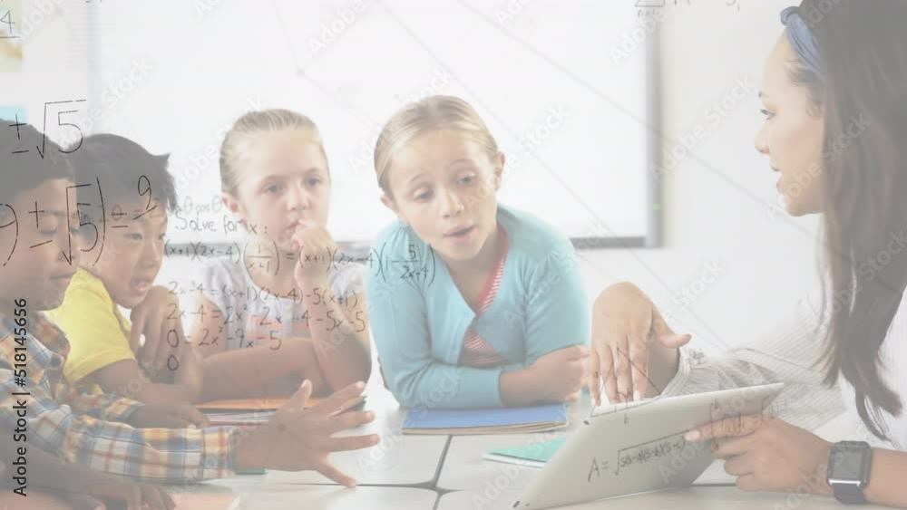 Poster animation of mathematical formulas over diverse group of students