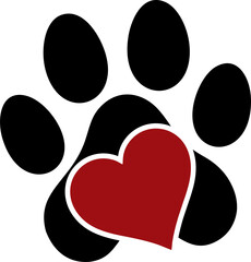 Dog Paw With Heart, EPS And SVG Files