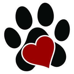 Dog Paw With Heart, EPS And SVG Files
