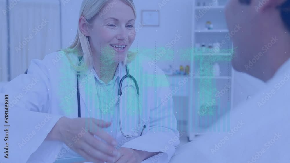 Poster animation of data processing over two diverse doctors