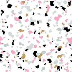 Fototapeta na wymiar Terrazzo seamless pattern. Vector seamless pattern with pebbles and stone. Pattern ideal for wrapping paper, wallpaper, terrazzo flooring