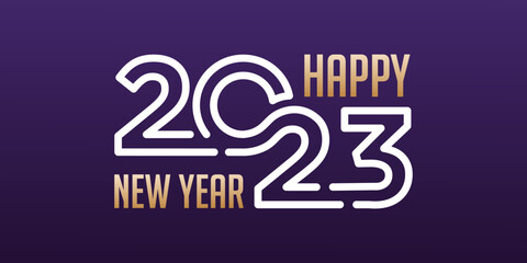 Happy New Year 2023 logo design. New year 2023 text design vector template.