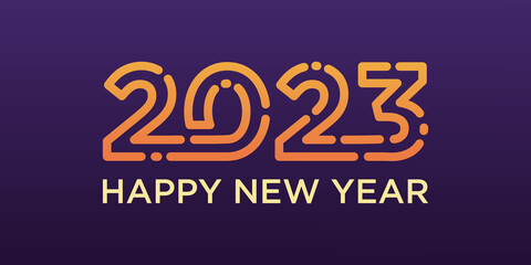 Happy New Year 2023 logo design. New year 2023 text design vector template.