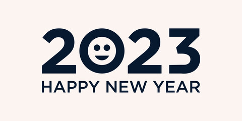 Happy New Year 2023 logo design. New year 2023 text design vector template.