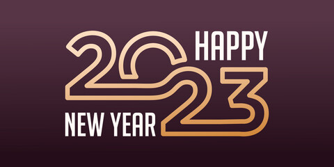Obraz premium Happy New Year 2023 logo design. New year 2023 text design vector template.