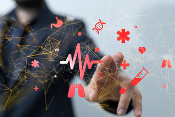 digital medical futuristic interface 3D rendering