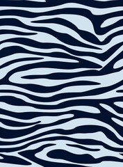 Seamless zebra print vector texture, blue lines, trendy texture