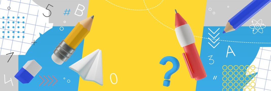 Vector collage with educational supplies