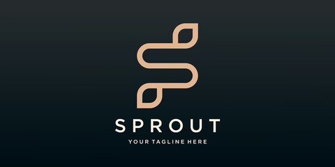 Initial Letter s and leaf Logo design vector.