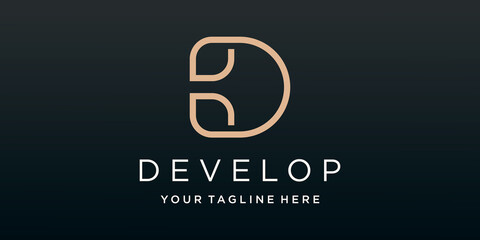 Initial Letter D and leaf Logo design vector.